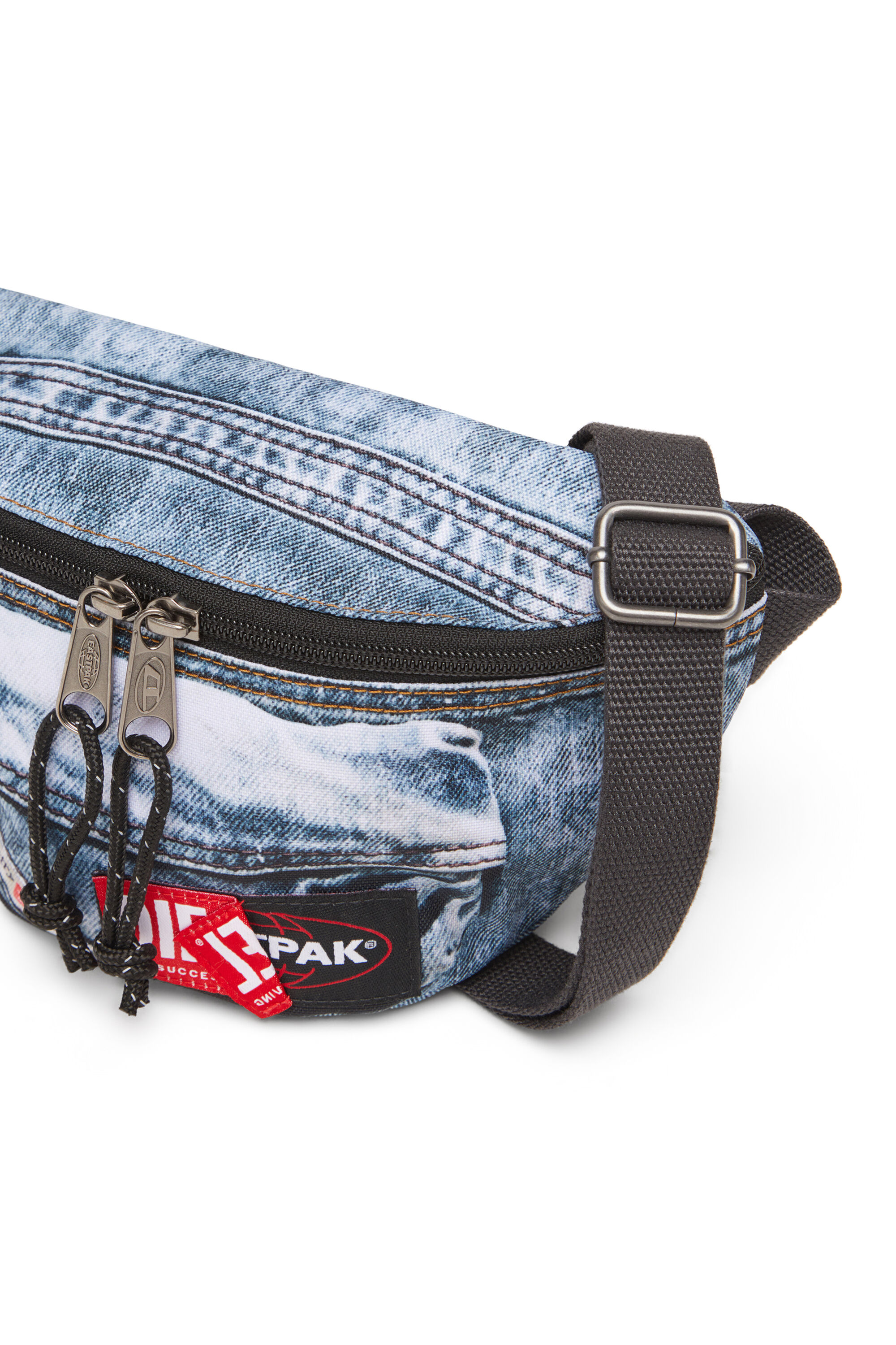 Diesel - DIESEL SPRINGER, Unisex's Belt bag in trompe l'oeil denim in Blue - 5