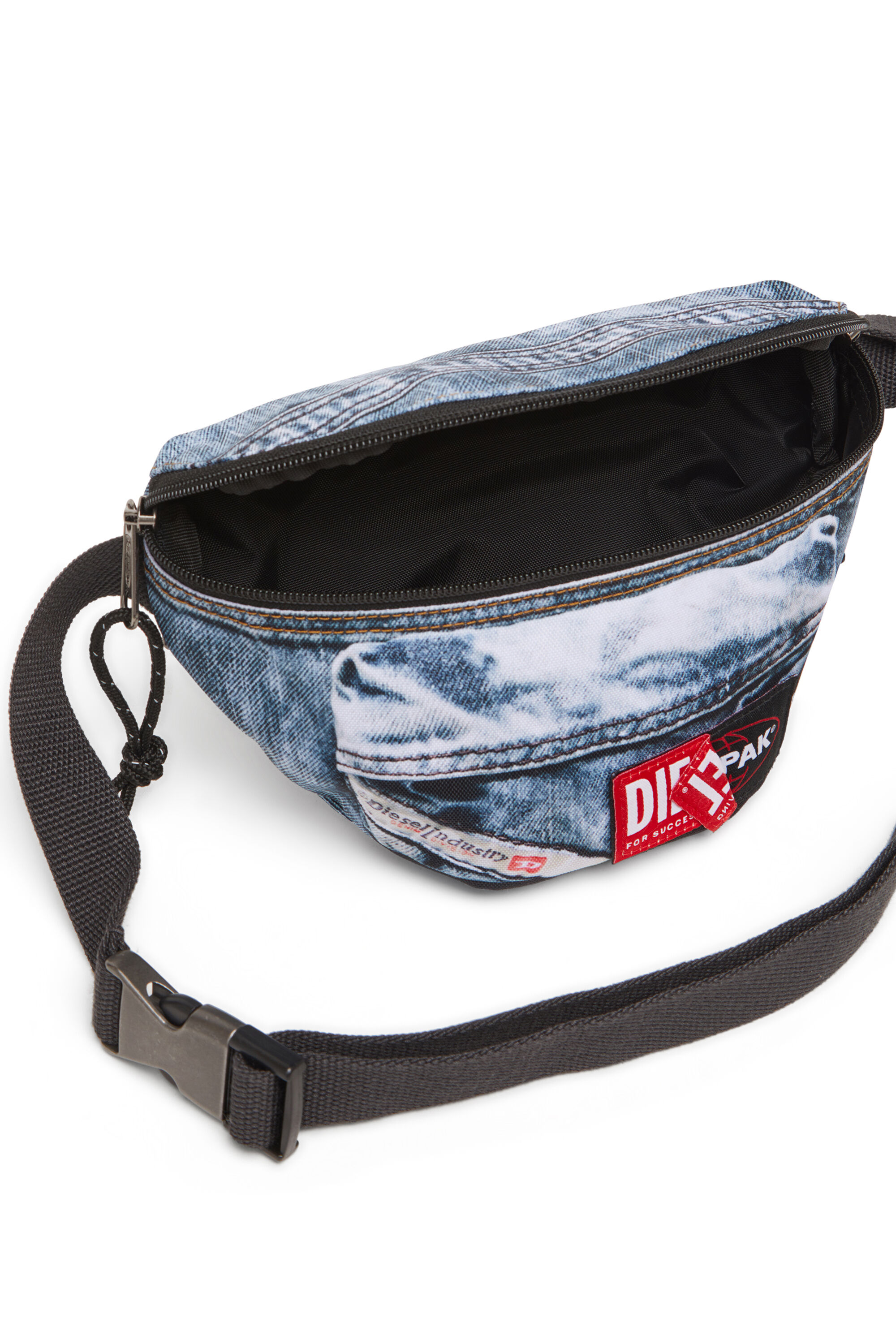 Diesel - DIESEL SPRINGER, Unisex's Belt bag in trompe l'oeil denim in Blue - 4