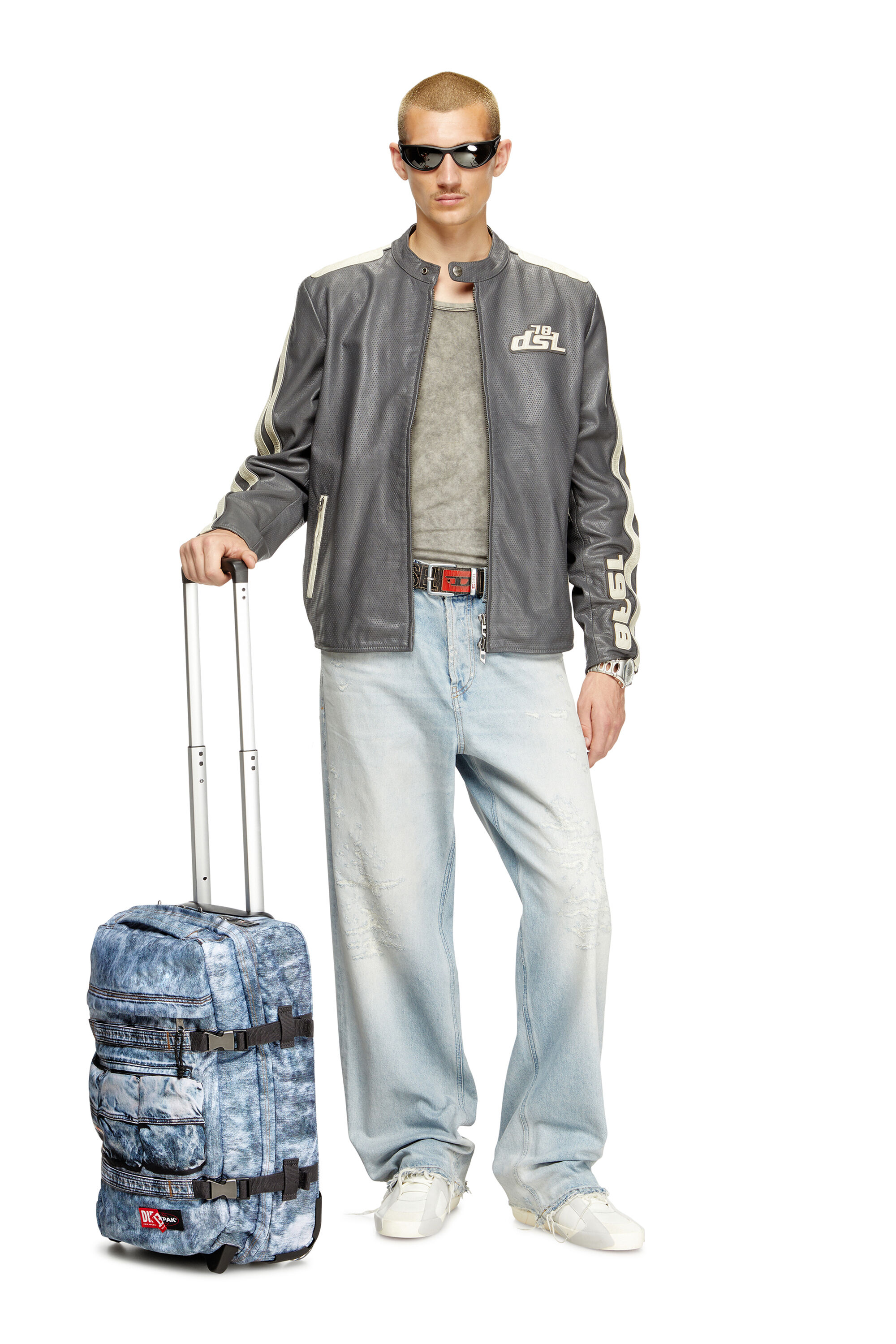 Diesel - DIESEL TRANSIT'R S, Unisex's Cabin bag in trompe l'oeil denim in Blue - 7