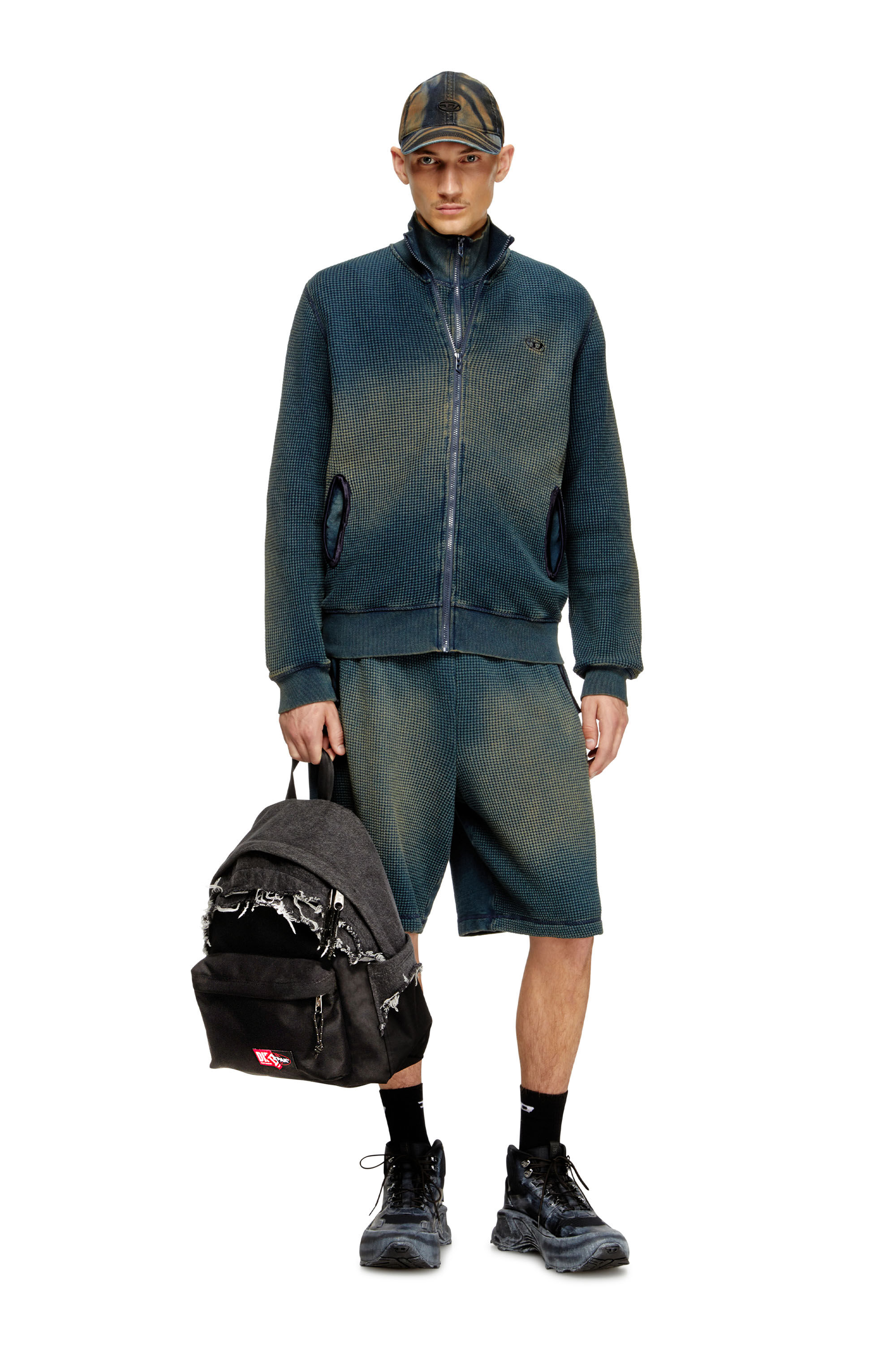 Diesel - DIESEL DAY PAK'R, Unisex's Backpack in destroyed denim and CORDURA® in Black - 5