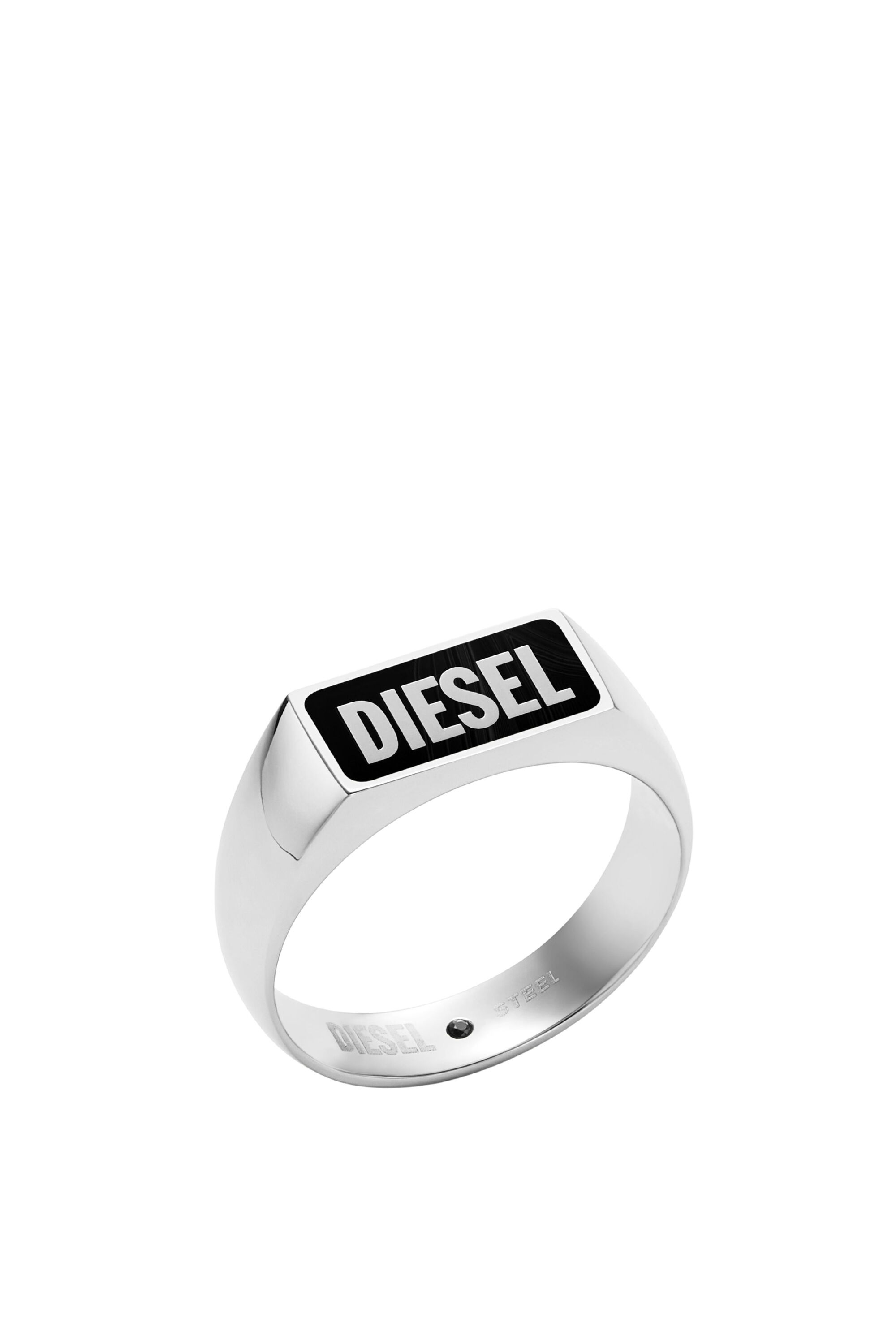 Men's Black agate signet ring | Silver | Diesel