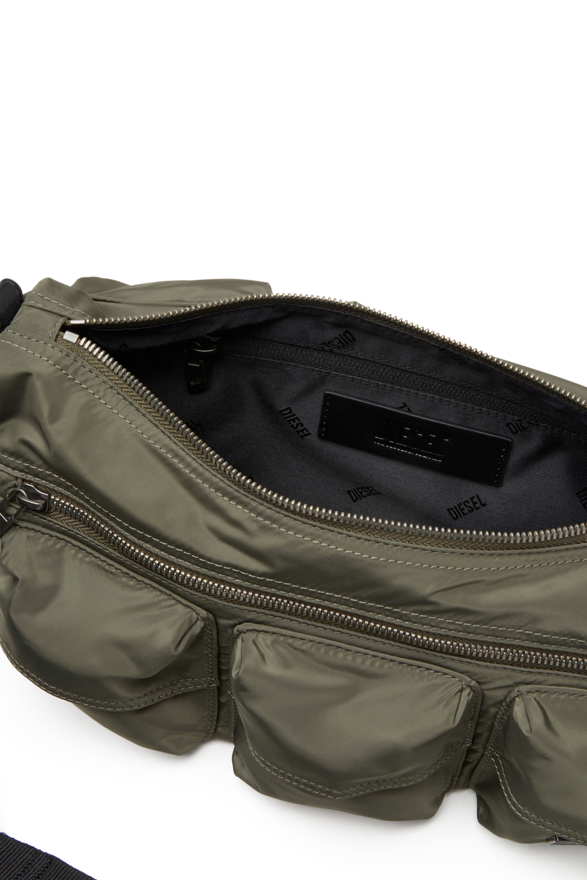 Diesel - MULTI-PKTS SHOULDER BAG X, Unisex's Multipocket bag in utilitarian shell in Green - 3