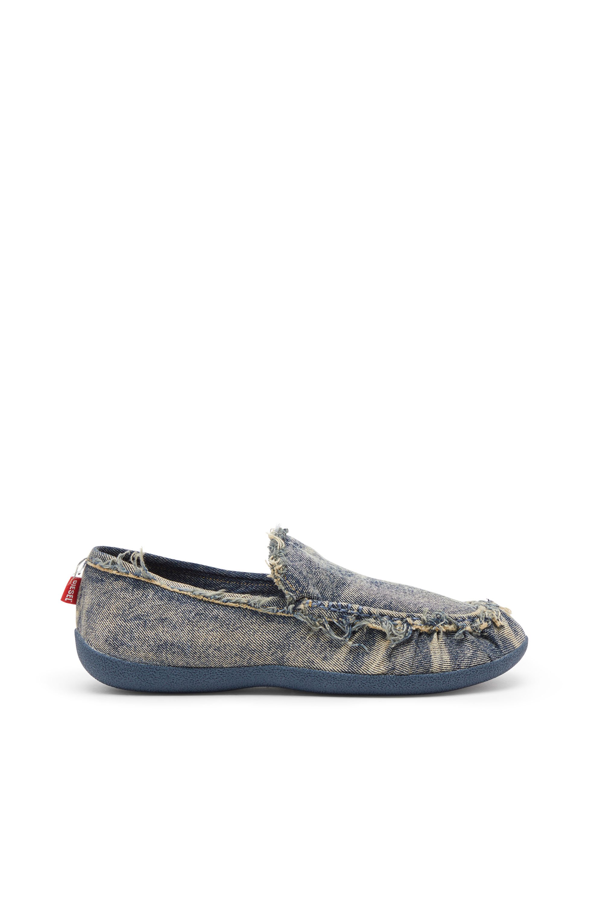 Diesel - D-SHOCK MOC, Man's D-Shock-Distressed denim loafers in Blue - 1