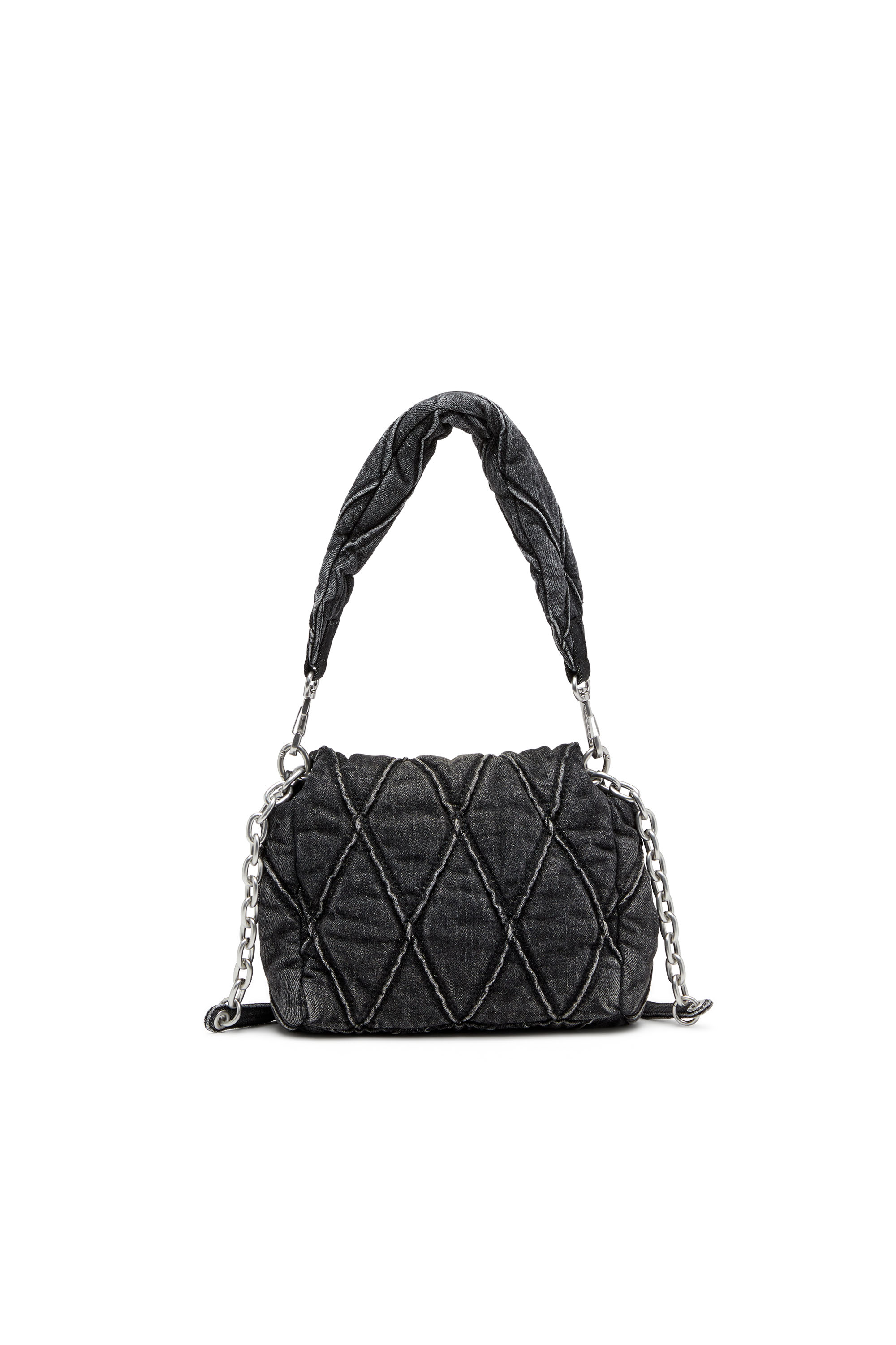 Diesel - CHARM-D SHOULDER S, Woman's Charm-D S-Small shoulder bag in quilted denim in Black - 3