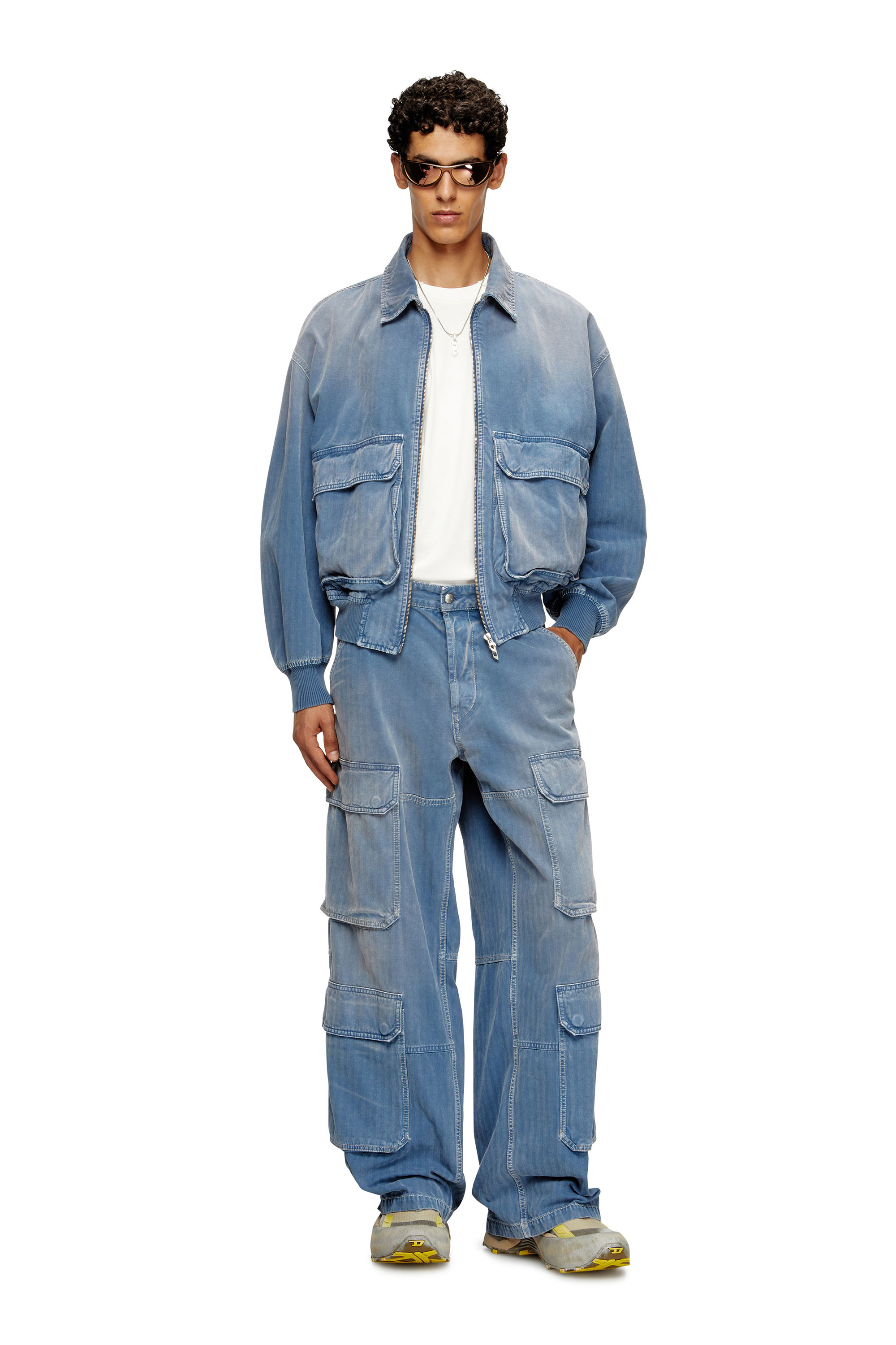 Diesel - D-KURZ, Unisex's Jacket in coloured herringbone denim in Light Blue - 2