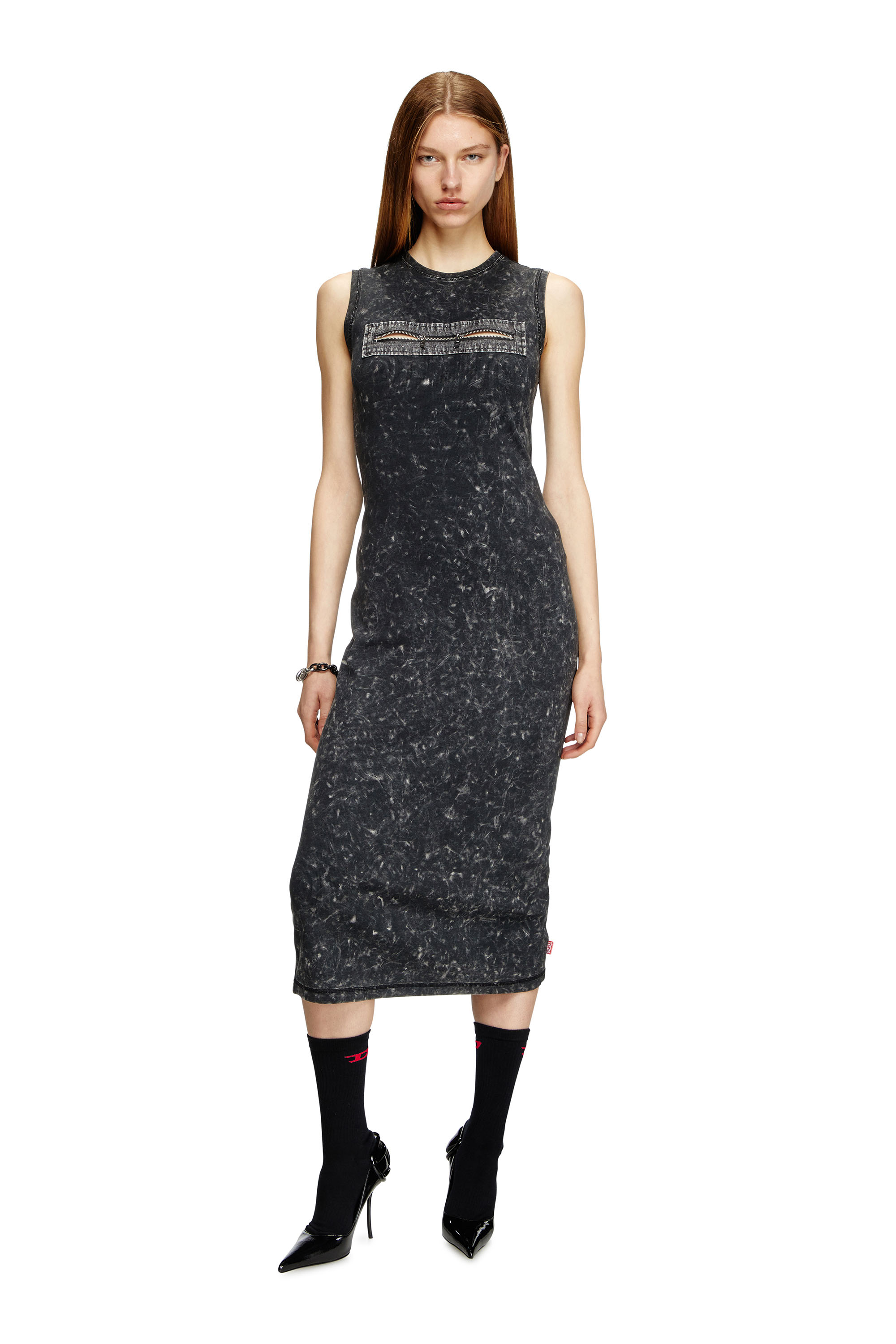 Diesel - D-PRA, Woman's Sleeveless dress with zip detail in Black - 2