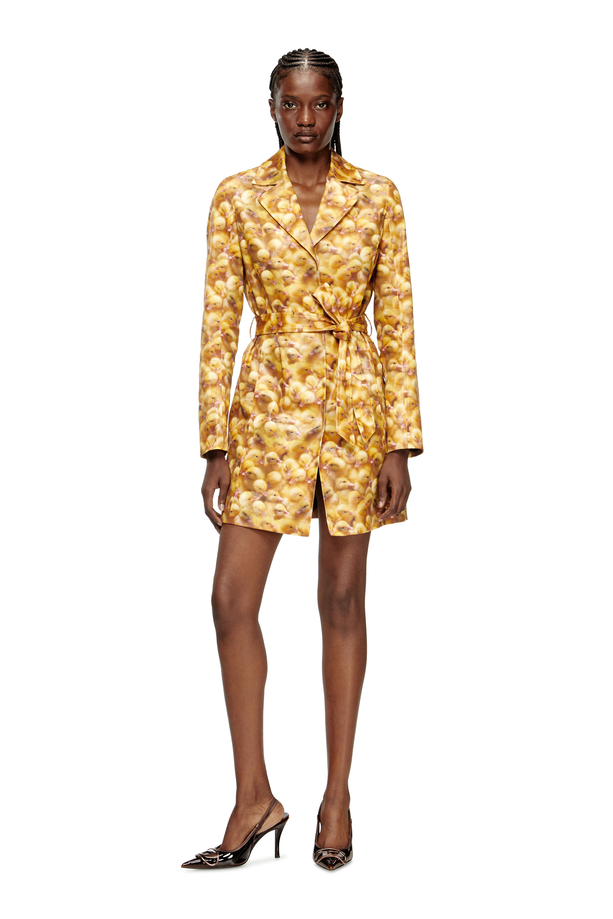 Diesel - G-OJI, Woman's Trench coat with duck print in Yellow - 1