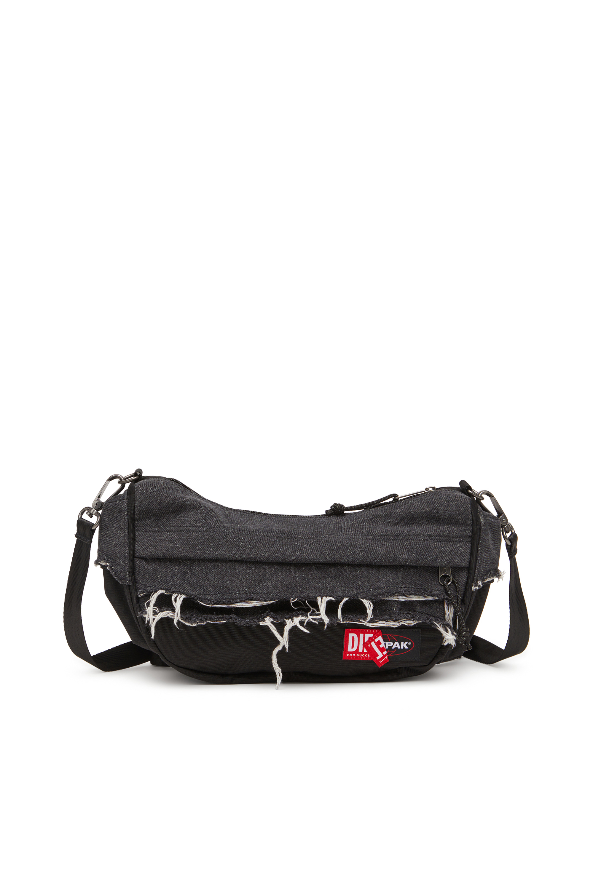 Diesel - DIESEL SHOULDER BAG, Unisex's Shoulder bag in destroyed denim and CORDURA® in Black - 1