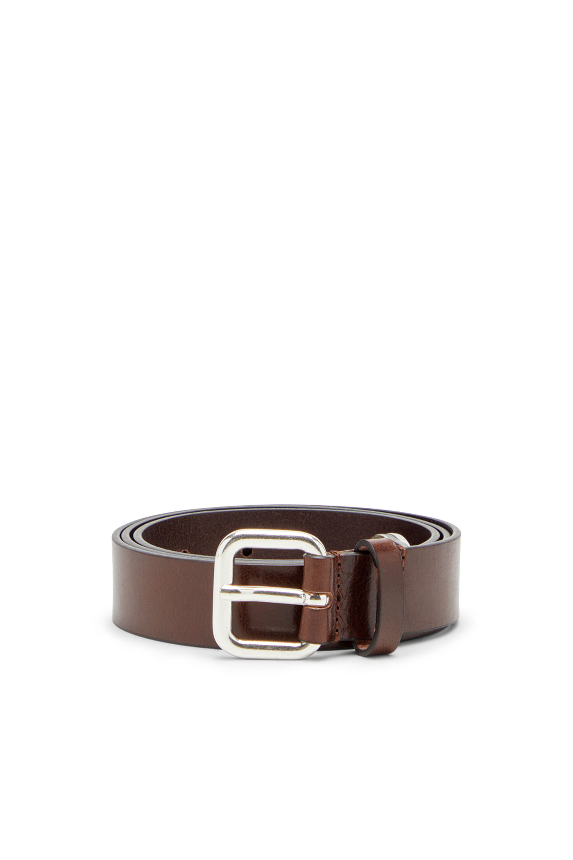 Diesel - B-INLAY, Unisex's Leather belt with oval D logo in Brown - 2