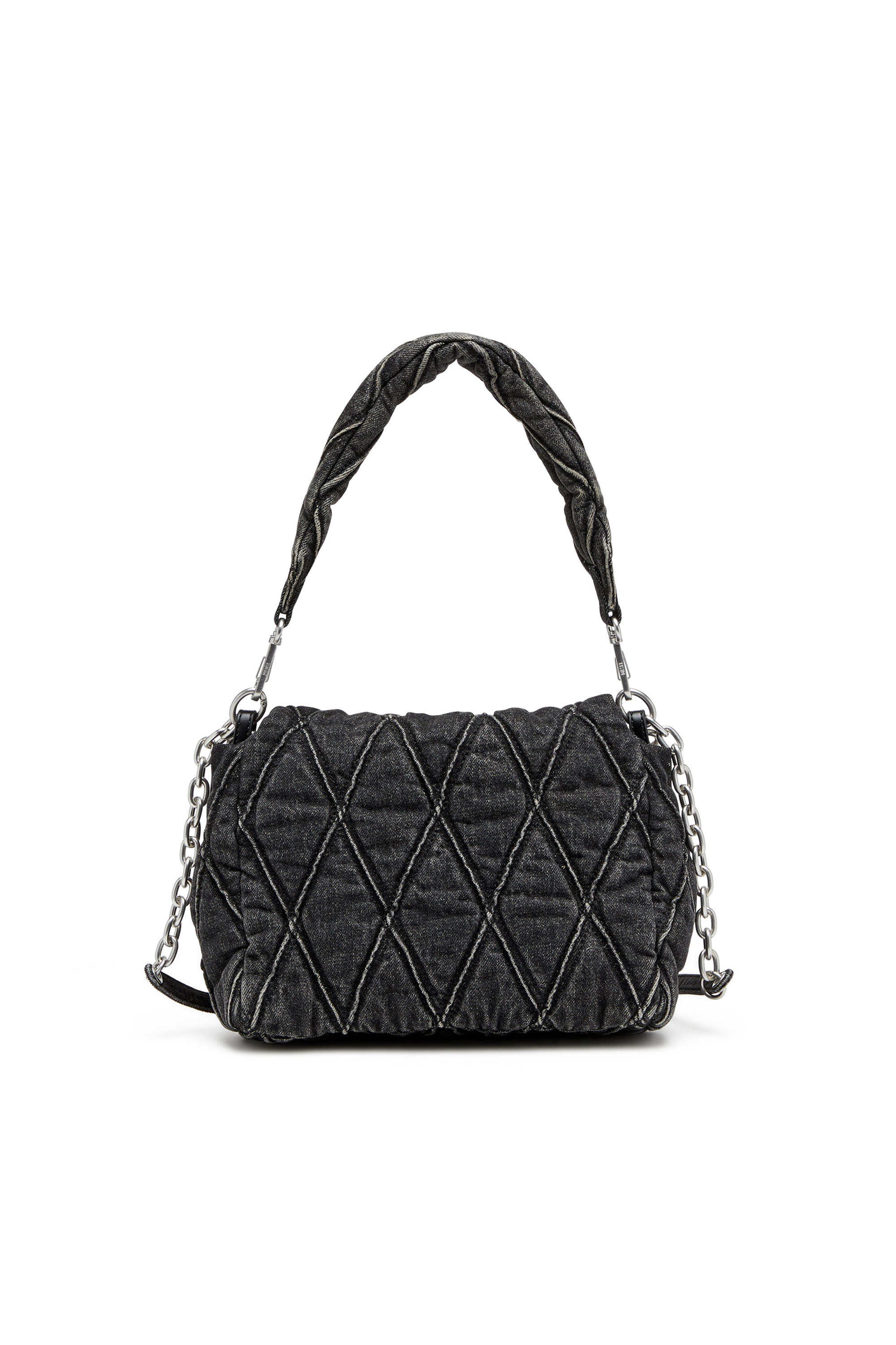Diesel - CHARM-D SHOULDER M, Woman's Charm-D M-Shoulder bag in quilted denim in Black - 3