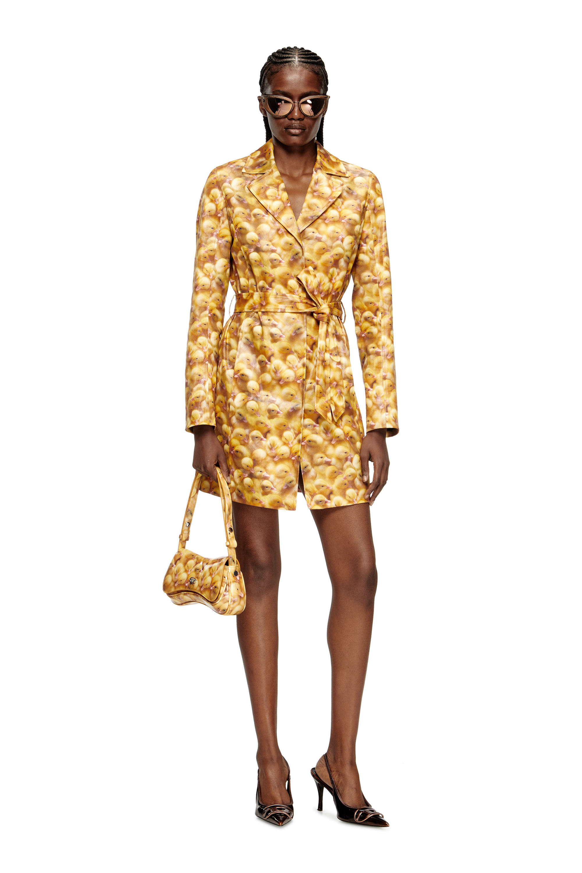 Diesel - G-OJI, Woman's Trench coat with duck print in Yellow - 2
